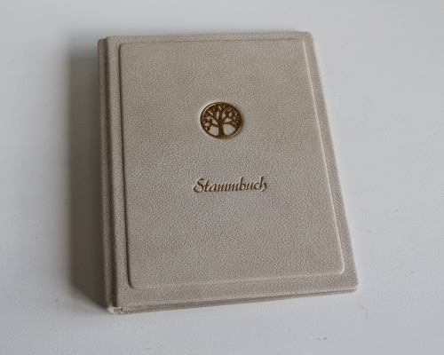 Preview: Stammbuch "Goldene Lebensbaum" aus beigem Büffelleder,  DIN A5